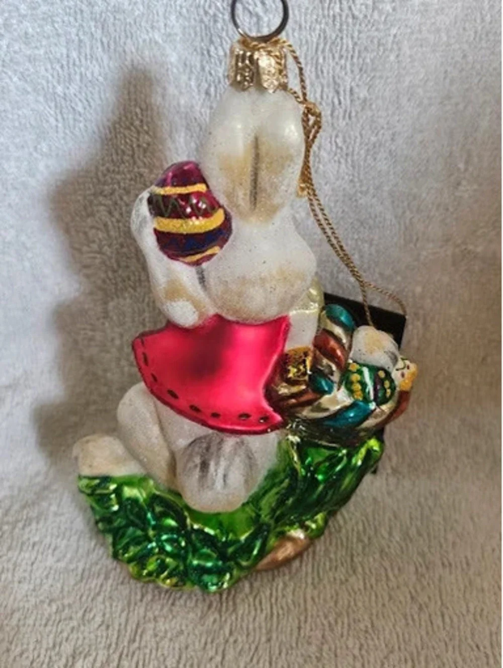 Vintage Kurt S. Adler Polonaise Komozja Easter Bunny Glass Ornament 5 by 3